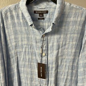Micheal Khors Linen Button up.. XL slim fit baby blue